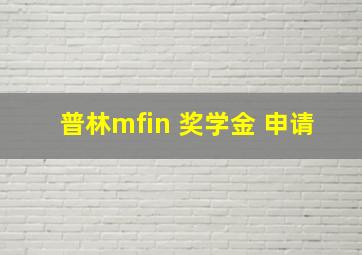 普林mfin 奖学金 申请